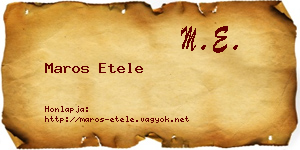 Maros Etele névjegykártya